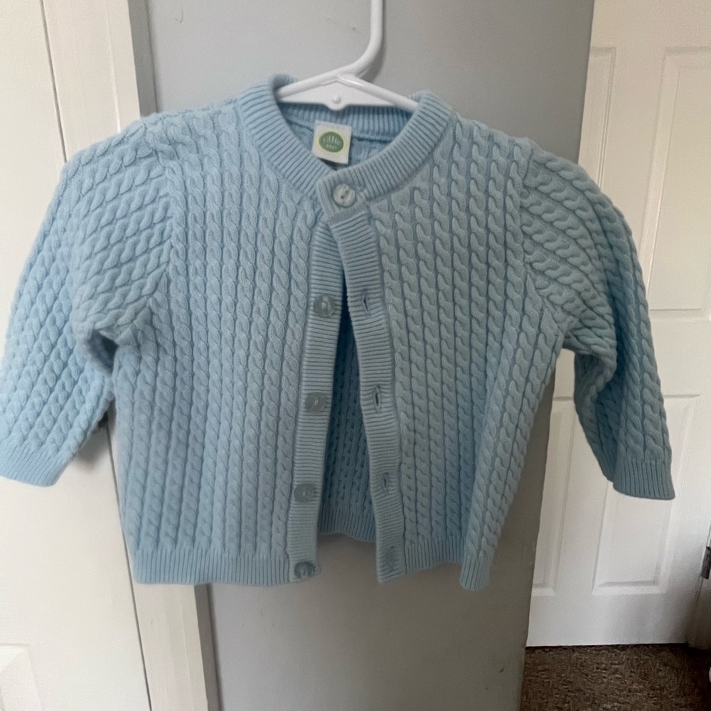 Little Me Soft Blue Knit Sweater & Hat
